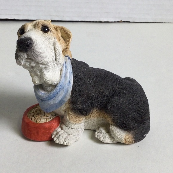 Stone Critters VTG Majestic Basset Hound Red Food Bowl Dog Figurine SC-362 1990 - Picture 2 of 11